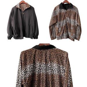 ADS American Designer Style Reversible Leopard Windbreaker Women's Size Medium